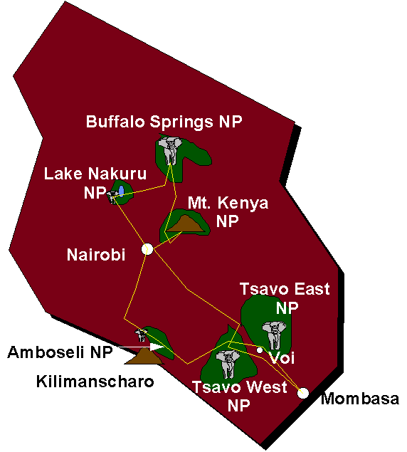 Routen-Karte Kenia 1992